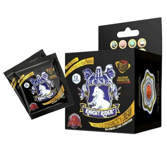 Original Knight Rider Delay Cream + Condoms Complete Box 12 Pcs (New Packing).