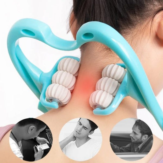 6 Wheel Pressure Point Neck Massager Relieve Neck, Back & Shoulder Pain — Anytime, Anywhere! (Color: Sent Randomly)