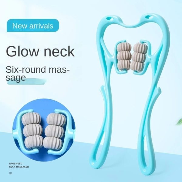 6 Wheel Pressure Point Neck Massager Relieve Neck, Back & Shoulder Pain — Anytime, Anywhere! (Color: Sent Randomly)