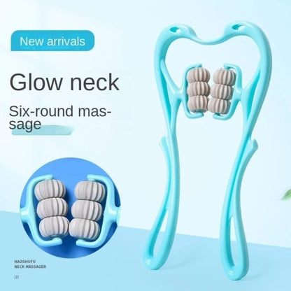 6 Wheel Pressure Point Neck Massager Relieve Neck, Back & Shoulder Pain — Anytime, Anywhere! (Color: Sent Randomly)
